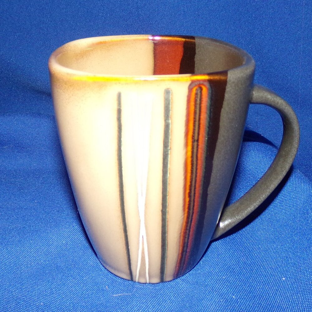 Vintage Home Trends Heavy Ceramic Coffee Cup Mug - Earth Tone Stripes